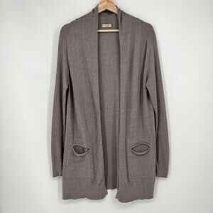 New Scotland Alpaca Wool Blend Open Cardigan Women Small Gray Long Line Pockets